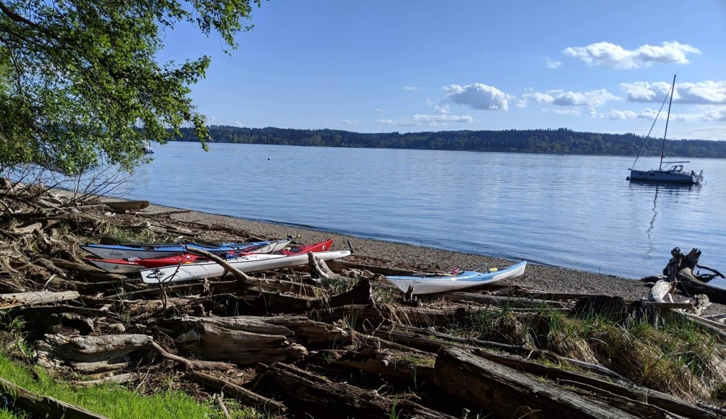 Taking no chances. Our kayaks pulled up well past the high tide line on Blake Island