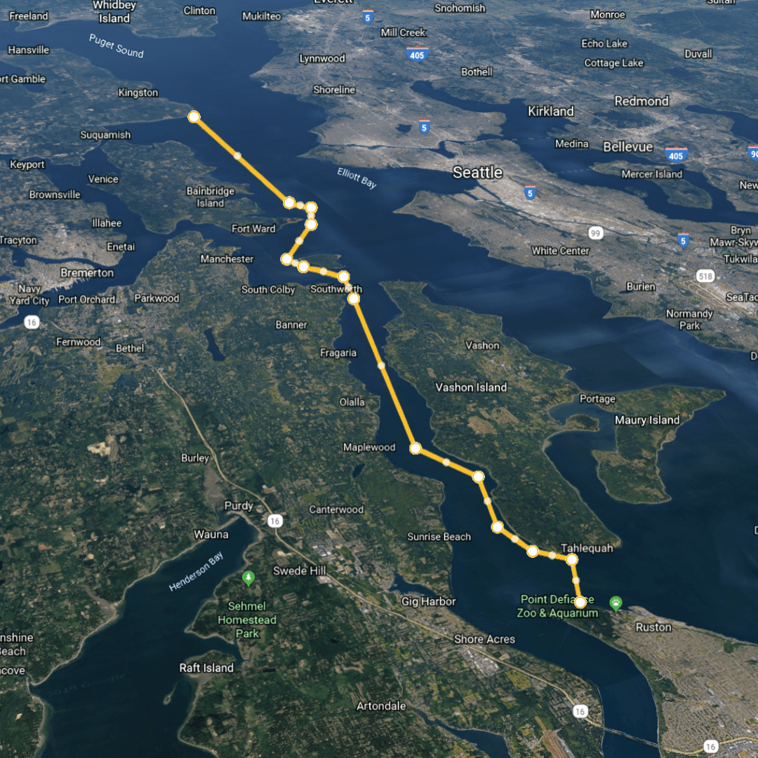 The H2O Project Leg 3 - Point Defiance to Point Jefferson map