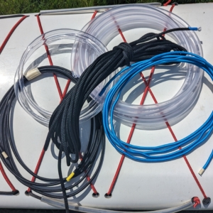 Sea Kayak Deck Rigging - tubing, perimeter line, 2 colors of shock (bungee) cord