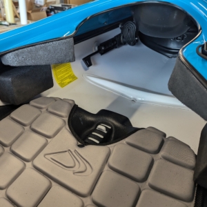 Custom thigh hooks and blocks in a Delta 15.5s kayak